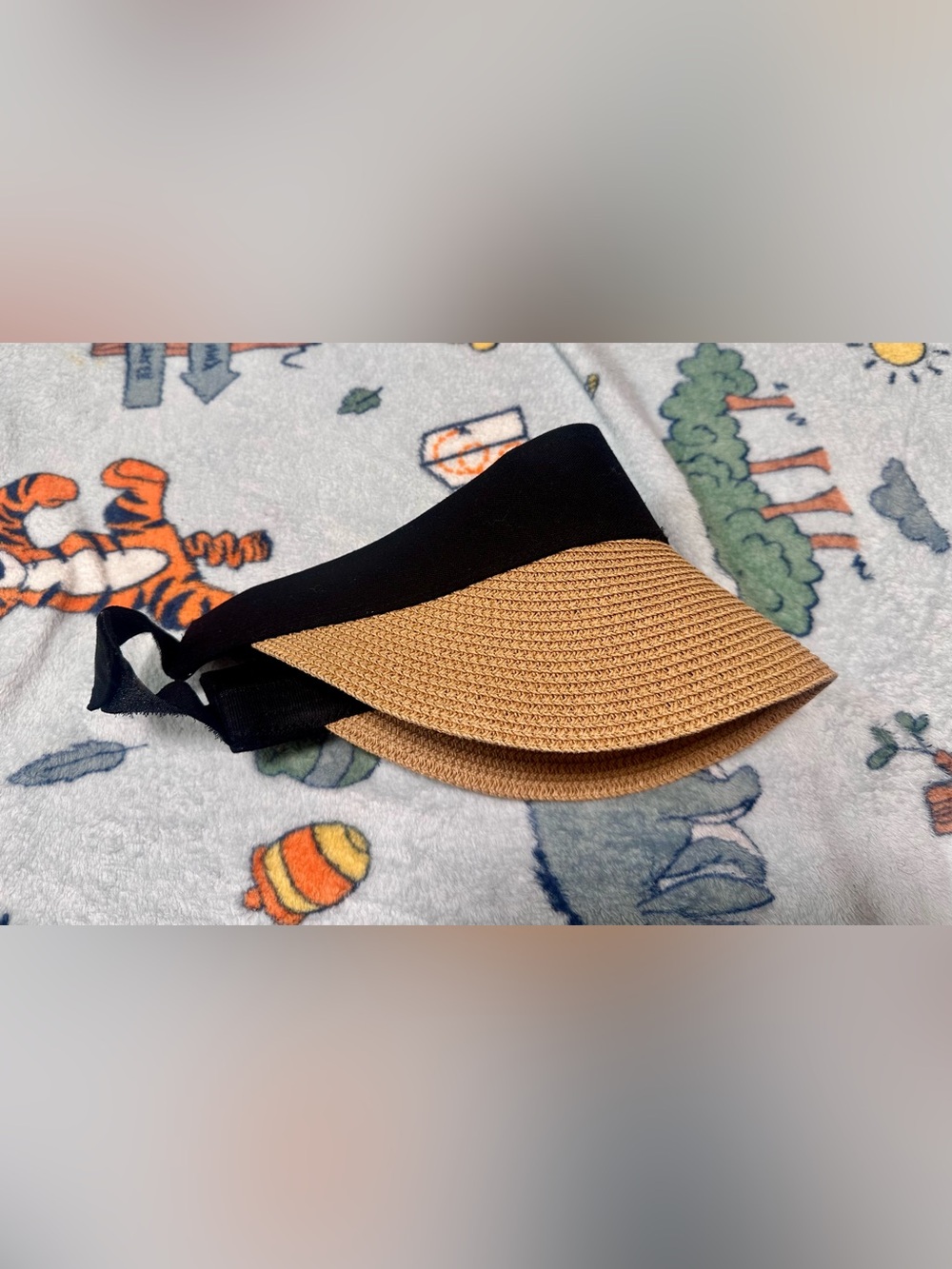 (NEW) Zara Black and Tan Straw Visor